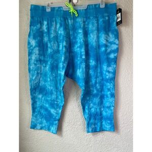 NWT Zumba Wear XXLovely Blue Tie Dye Capri Jogger Pants‎ Dance Sun Out